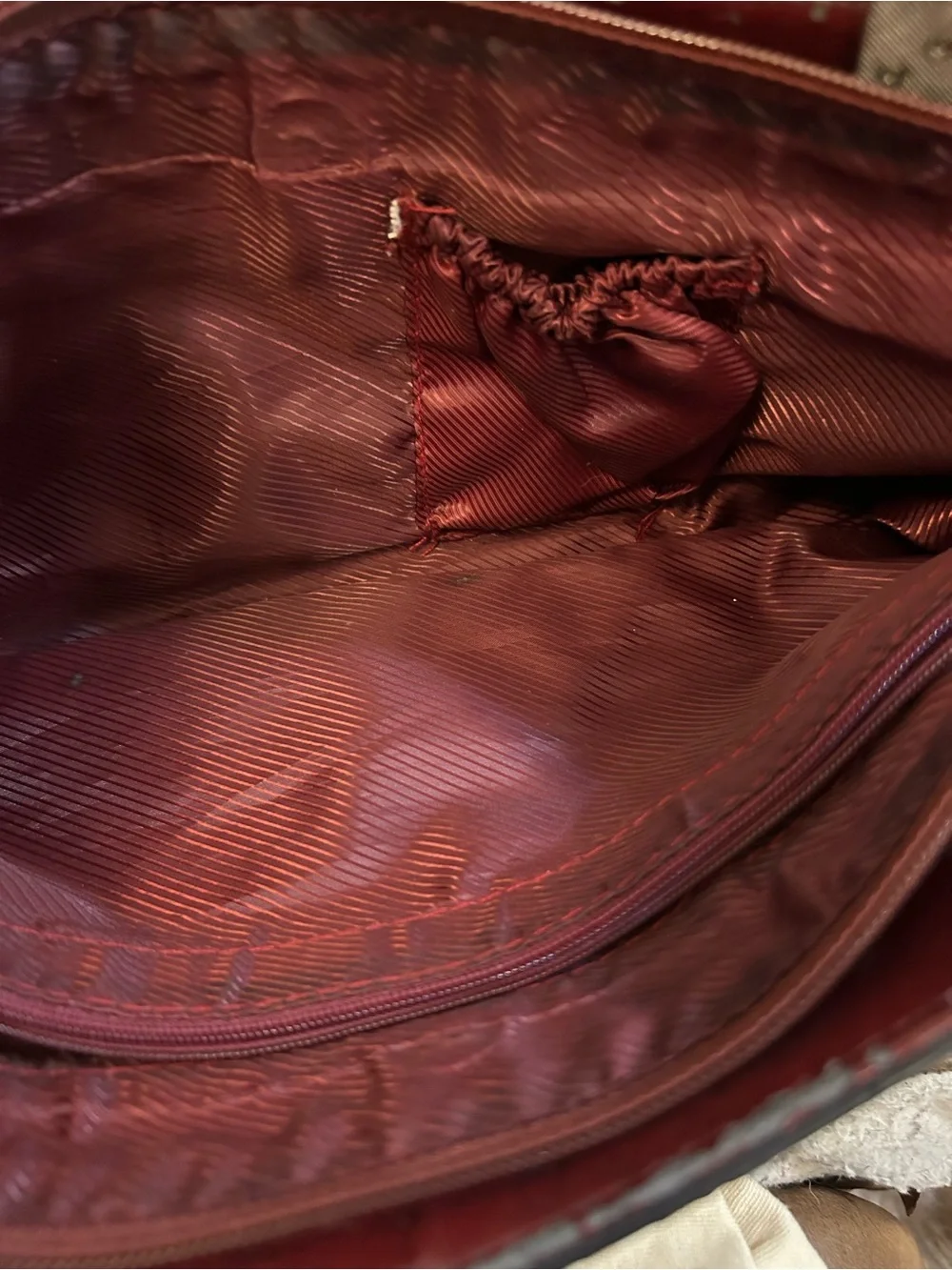 Vintage Designer Inspired Slim Burgundy Leather Shoulder Bag with Double Handles